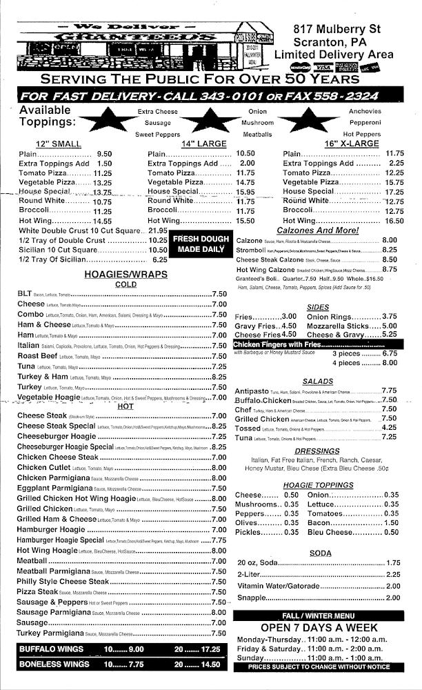 Granteed's Pizza Toppings